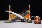 24   Black Sharp Mongolian Sword Stainless Steel Self-defence Knife Short Tanto