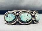 Noteworthy Vintage Navajo 3 Royston Turquoise Sterling Silver Bracelet