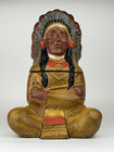 Indian Chief Tobacco Humidor Jar Native American Large Italy Made Excellent
