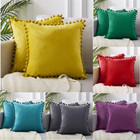 Soft Velvet Cushion Cover Tassel Throw Pillow Case Solid Color Sofa Decor 18    