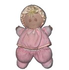 Vintage Eden Sleeping Pink Plush Baby Doll Blonde Hair Security Cloth Satin Trim