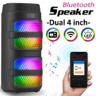 Dual 4  Portable Bluetooth Speaker Sub Woofer Heavy Bass Sound System Party Usb