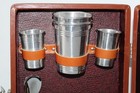 Vintage Mcm 60s Homa Portable Pub Travel Bar Set Locking Brown Leather Case Key