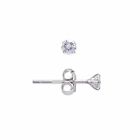 2mm Genuine Round Diamond Stud Earrings In 14k White Gold - Butterfly Backings