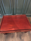 Asian Korean Red Low Profile Folding Legs Carved Wood Coffee Tea Table Antique