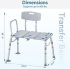 Gray Transfer Bench Adjustable Height Reversible Backrest 400 Lb Ada Compliant