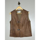 Vintage 70s Suede Western Folk Vest Boho Fringe Camel Leather Wool Xl
