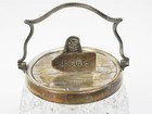 Antique American Brilliant Period Cut Crystal   Silverplate Biscuit Jar 5 5 t