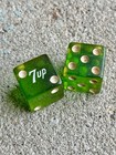 7 Up Vintage Pair Of Green Lucite Dice Transparent Apple Green