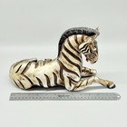 Large Resin Hand Painted Zebra Laying Down Statue Figure 13  Felt Bottom