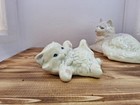 Vintage White Ceramic Fluffy Persian Kitten Figurine Blue Eyes Cute Signed Mr 85