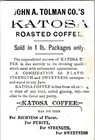 Vintage 1880 s John A  Tolman Co  s Katosa Coffee Antique Victorian Trade Card