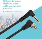 3 5 Mm To Male Flash Pc Sync Cable  14 Inch Coiled Cord With Screw Lock  Compati