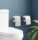 Double Toilet Paper Holder Wall Mount 304 Stainless Steel 2 Roll Black