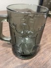 Vintage Mcdonald   s Smoke Grey Glass mug Ronald Mcdonald Throwing Football 1970s