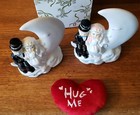 Set Of 2 Crescent Moon Bride Groom Wedding Cake Topper Party Decoration  E-15