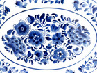 Large Blue   White Porcelain Platter  15 1 2  X 11   Xlnt