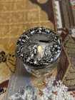 Art Nouveau Foster   Bailey Sterling Silver Maiden Lid   Cut Glass Dresser Jar
