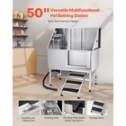 Uimoso 50in Stainless Steel Pet Grooming Tub W  Right Stair   Water Filter Board
