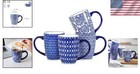 Vintage Blue Ceramic Coffee Mugs Set  16 Oz  4-pack 