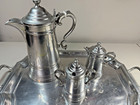Wilton Armetale Vintage 3 Piece Pewter Tea Set With Tray  Pitcher  Cream sugar