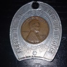 Good Luck Horseshoe Token Keychain W  Encased 1953-d Lincoln Wheat Penny Copper