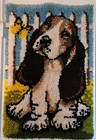 Vintage Latch Hook Rug Bassett Hound Dog Wall Hanging Mcm Retro Decor Kitchy