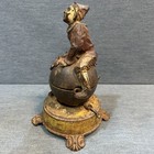 Antique J    E  Stevens Cast Iron Clown On Globe Ball Mechanical Bank C  1890