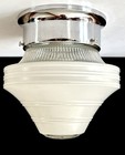 Vtg  mini  1930 s-1950 s Art Deco Nouveau Glass Shade Ceiling Light Fixture 