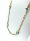 14k Sold Yellow Gold Turquoise Flower Rolo Necklace