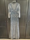 Pisarro Nights Beaded Formal Gown Women   s Sz 8 Medium Dark Grey Event Wedding
