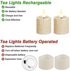 6 Pcs Rechargeable Tea Lights Flickering Timer Flameless Candles Remote Led