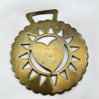Brass Horse Medallion Antique English Heart Sun Card Suit Angle Parade Harness