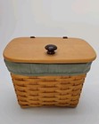 Longaberger 2001 Retired Small Mail Basket W Attached Lid   Protector