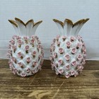 Pair Of Vintage Lefton Porcelain Pineapple Vases - Hand Painted Great Condition