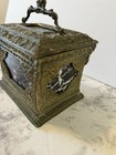 1900 s Ornate Baroque Style Bronze And Marble Casket - Trinket Box - Antique