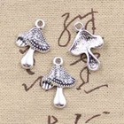 15pcs Mushroom Charms Antique Silver Color Pendant Crafts Jewelry Making Charm
