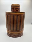  mid-century Chinese Bamboo Tea Caddy  Or  boho Dragon Tobacco Jar  Dragon Decor