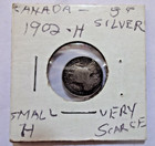 1902-h Canada 5 Cent  Small H  About Good Condition Scarce Silver Coin