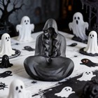 Carved Gemstone Natural Black Obsidian Grim Reaper Figurine Statue Home Decor