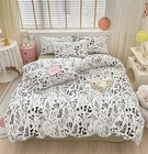  Black Botanical Comforter Set Queen White Queen 90   90    Floral White Black