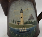 Vtg Decorative Lighthouse Nautical Metal Coffee Pot Watering Can 6  Candleholder