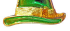 Beatrix Pin St Patrick Vintage Hat Enamel Amber Rhinestones Irish Holiday Brooch