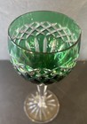 2 Ajka Crystal Arabella Cut Green Wine Glasses Hungary Discontinued