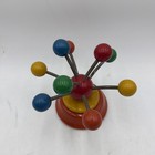 Vintage Kouvalias Wooden Toy Wind Up Music Box Multicolored Balls On Springs