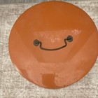 Round Metal Cake Carrier With Handle   Lid  Orange Cream Floral Pattern- Tin