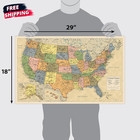 2 Pack - Laminated World Map   Us Map Poster Set - Wall Chart Map Of The World