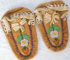 Vintage 1930s Inuit Eskimo Native American Yukon Jt Glass Bead Leather Moccasins