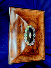 Victorian Burled Walnut Sewing Box With Mother-of-pearl Inlays