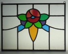Old English Stained Glass Window Unframed W Hooks Colorful Rose 18 25  X 14 25 